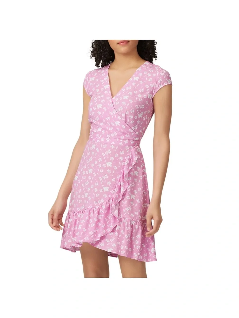 J.Crew Ruffle-Front Mini Dress in bubblegum pink floral print